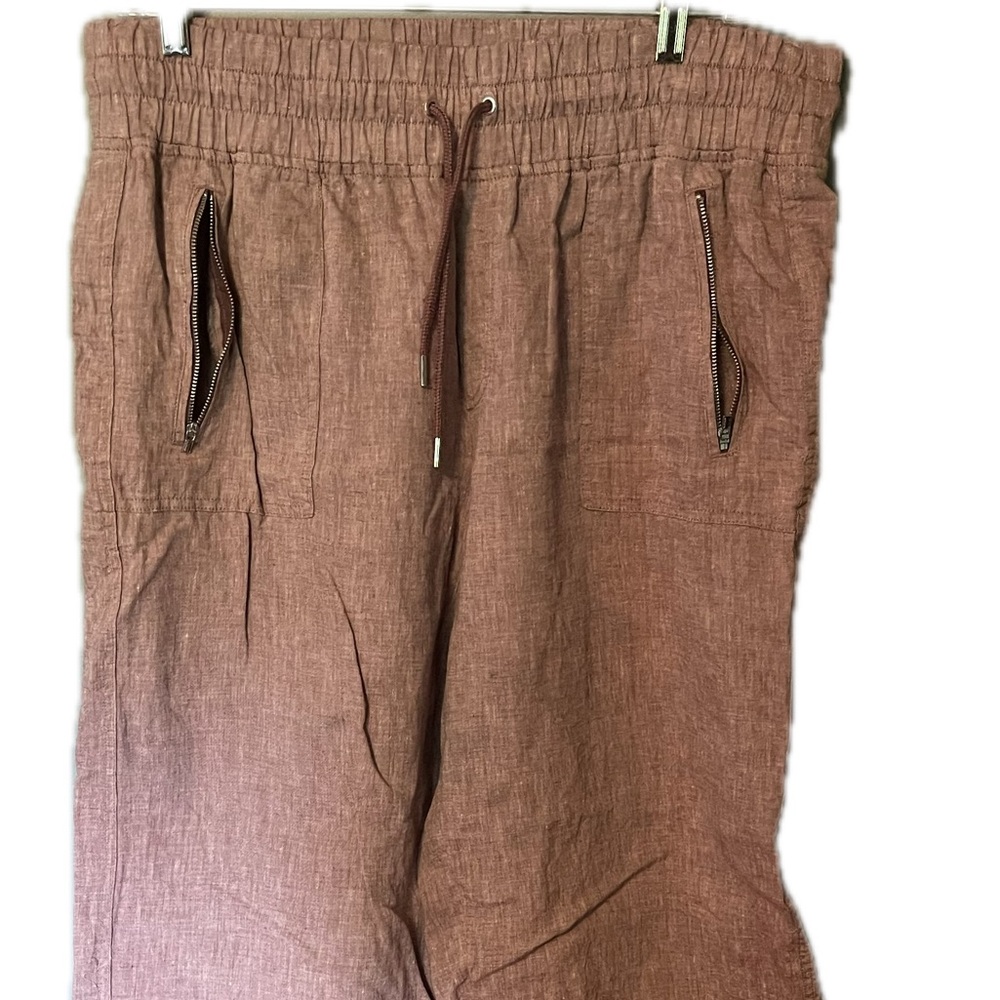 Athletes Cano 100% linen wide leg pant Tawny Rose NWOT